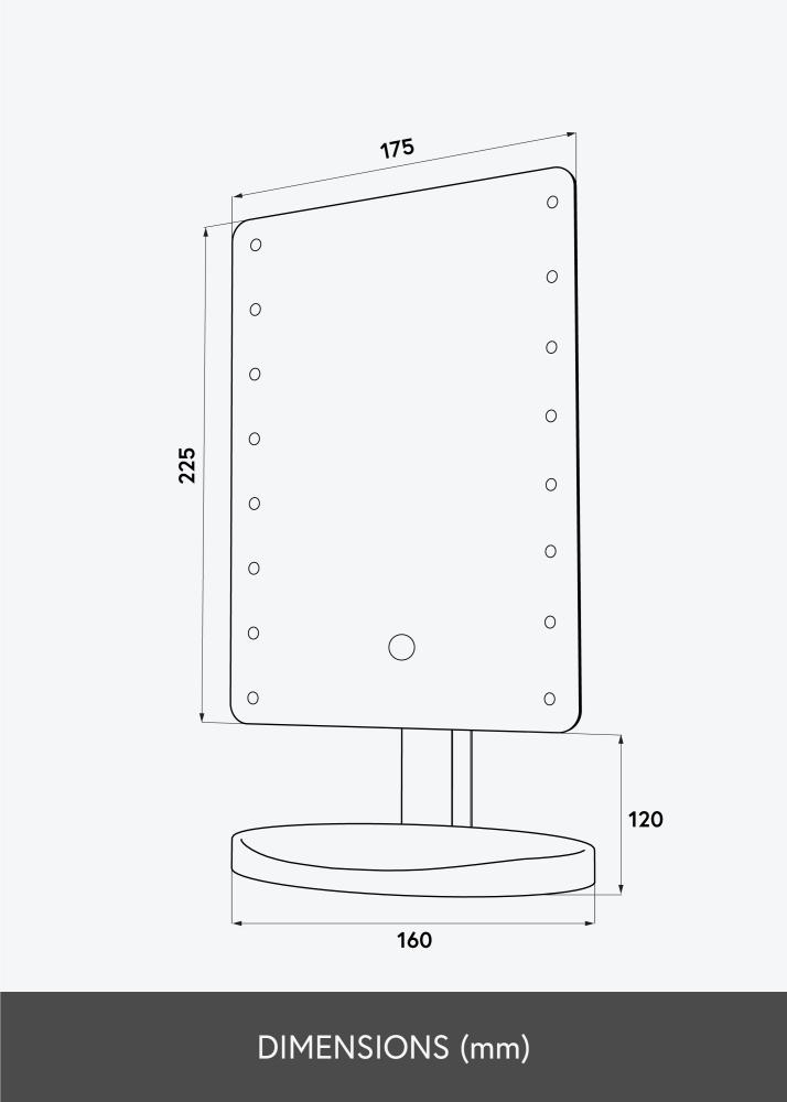 KAILA Meikkipeili Port Musta 17x22 cm