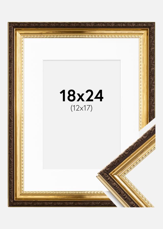 Kehys Abisko Kulta 18x24 cm - Passepartout Valkoinen 13x18 cm