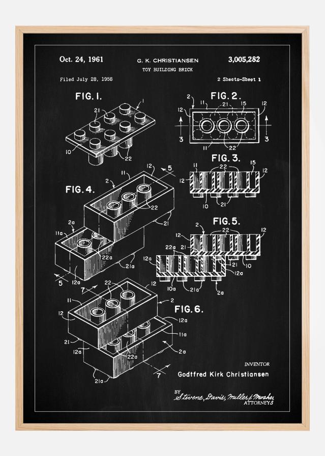 Patent Print - Lego Block I - Black Juliste