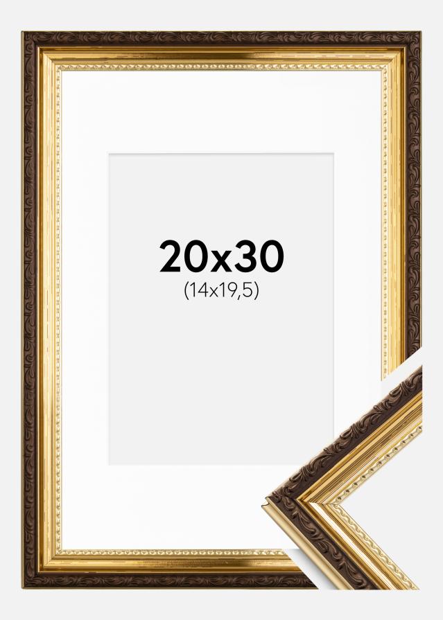 Kehys Abisko Kulta 20x30 cm - Passepartout Valkoinen 15x21 cm (A5)