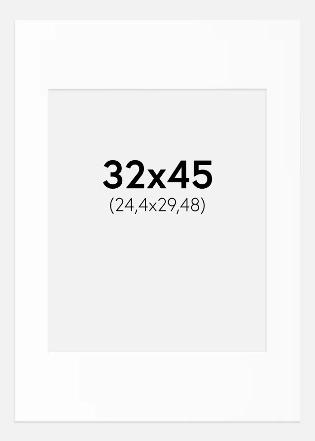 Passepartout Valkoinen Standard (Valkoinen keskus) 32x45 cm (24,4x29,48)