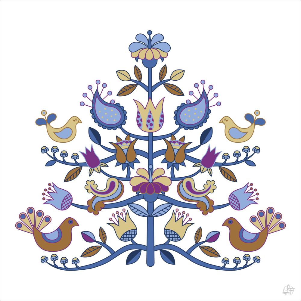 Kurbits tree blue Juliste