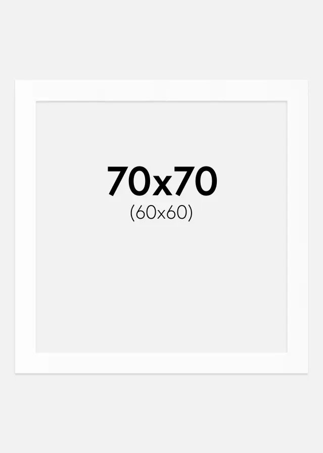 Passepartout Valkoinen Standard (Valkoinen keskus) 70x70 cm (60x60)