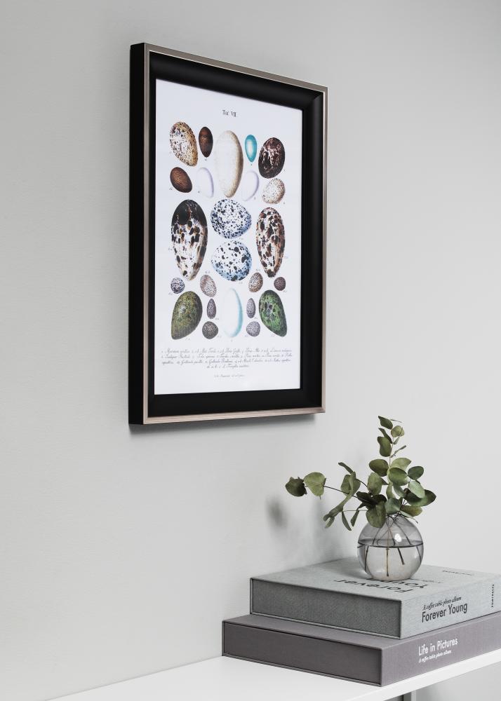 Kehys Öjaren Musta-Hopea 70x100 cm - Passepartout Musta 59,4x84 cm (A1)