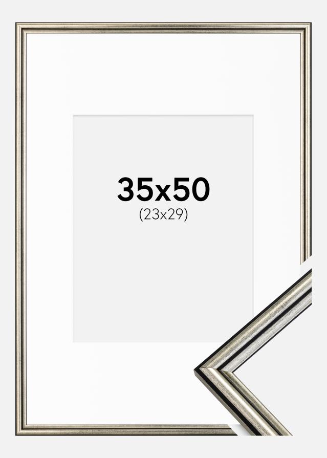 Kehys Horndal Hopea 35x50 cm - Passepartout Valkoinen 24x30 cm
