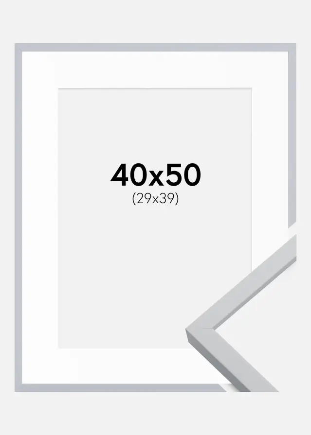 Kehys Oslo Valkoinen 40x50 cm - Passepartout Valkoinen 30x40 cm