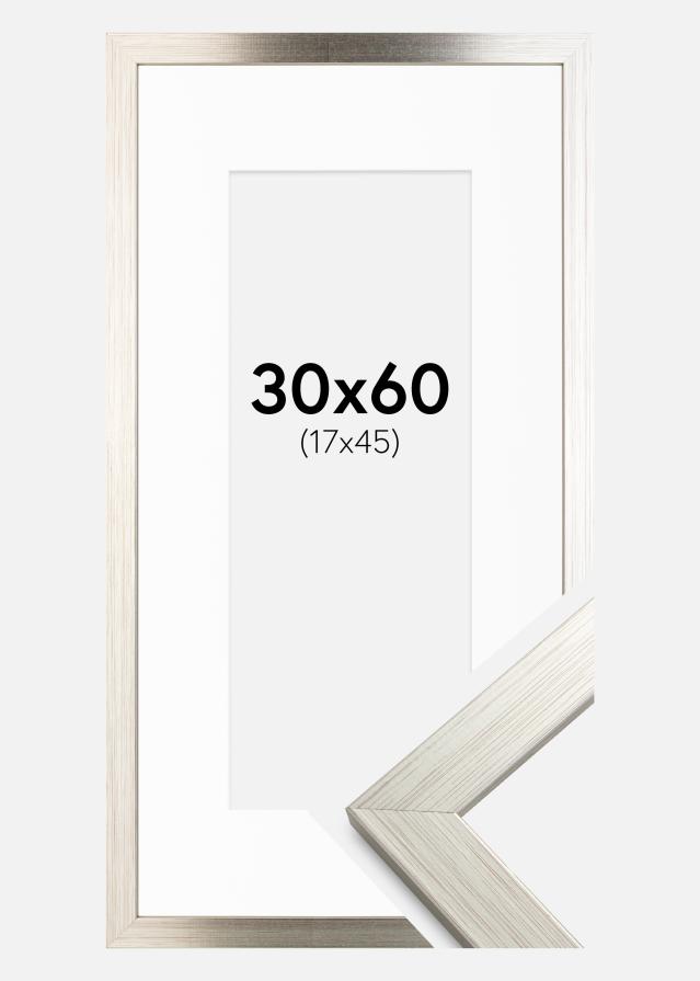 Kehys Silver Wood 30x60 cm - Passepartout Valkoinen 18x46 cm