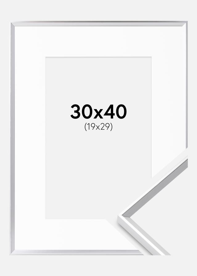 Kehys Desire Hopeanvärinen 30x40 cm - Passepartout Valkoinen 20x30 cm