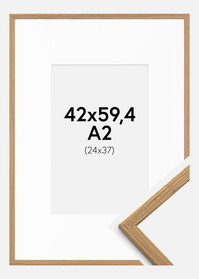 Kehys Edsbyn Tiikki 42x59,4 cm (A2) - Passepartout Valkoinen 25x38 cm
