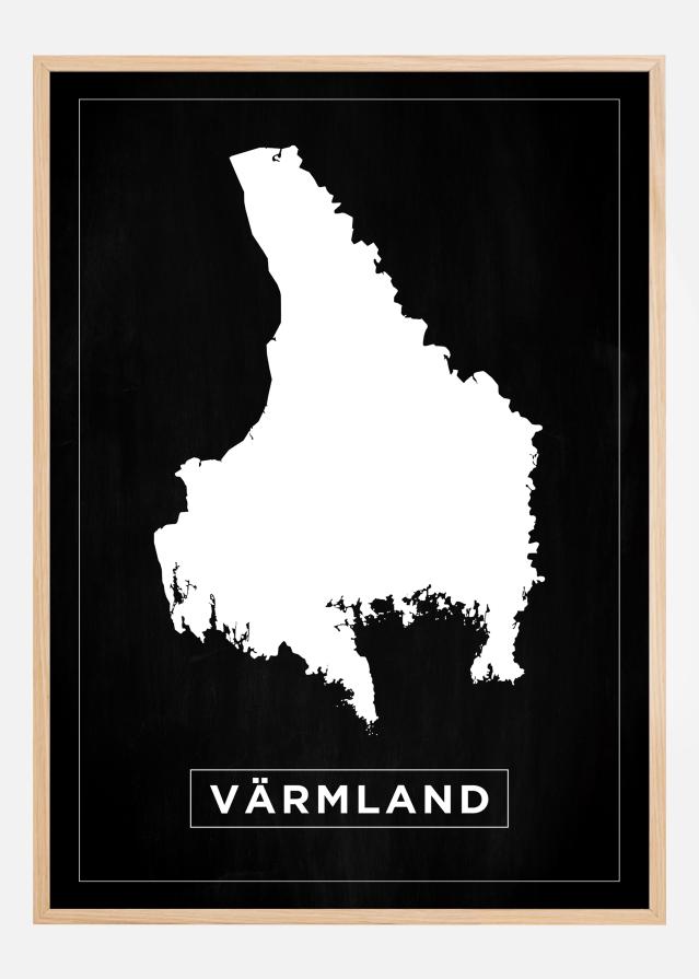 Kartta - Värmland - Musta Juliste