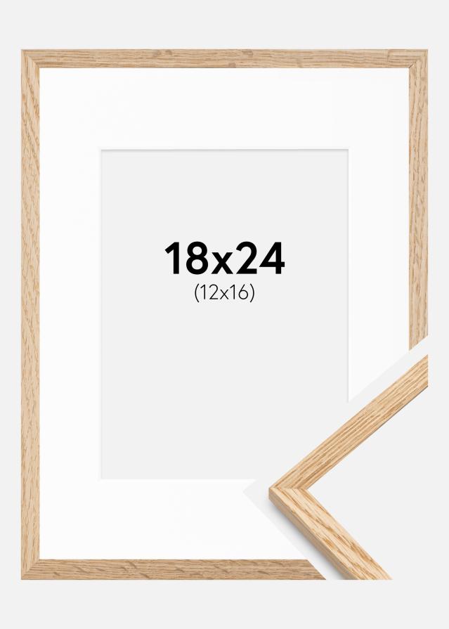 Kehys Kapea Tammi 18x24 cm - Passepartout Valkoinen 13x17 cm