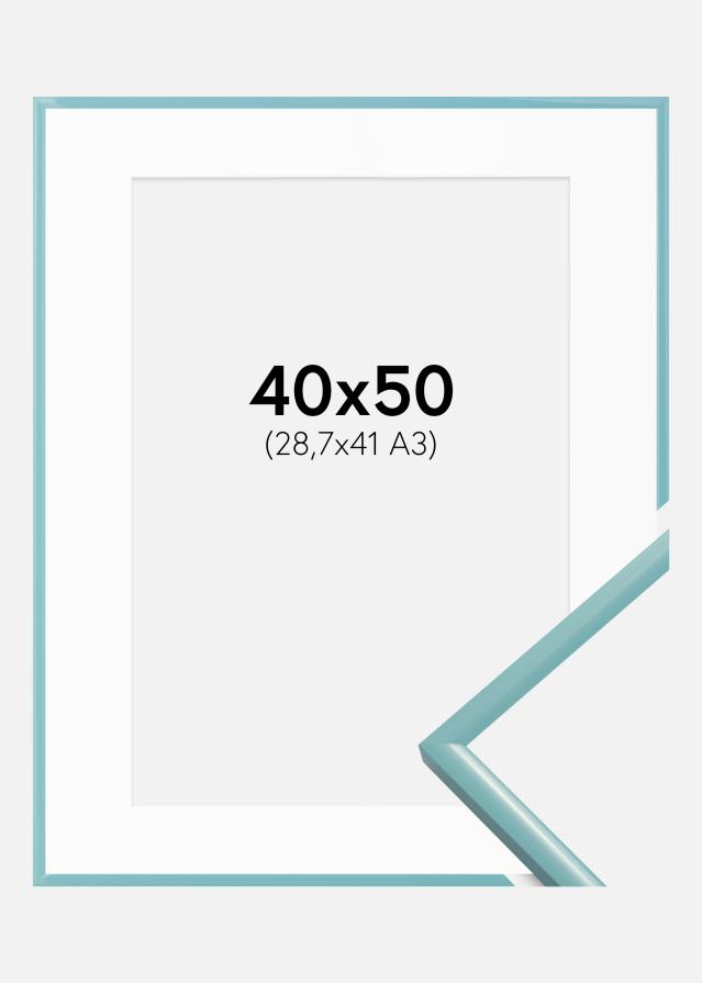 Kehys New Lifestyle Turkoosi 40x50 cm - Passepartout Valkoinen 29,7x42 cm (A3)