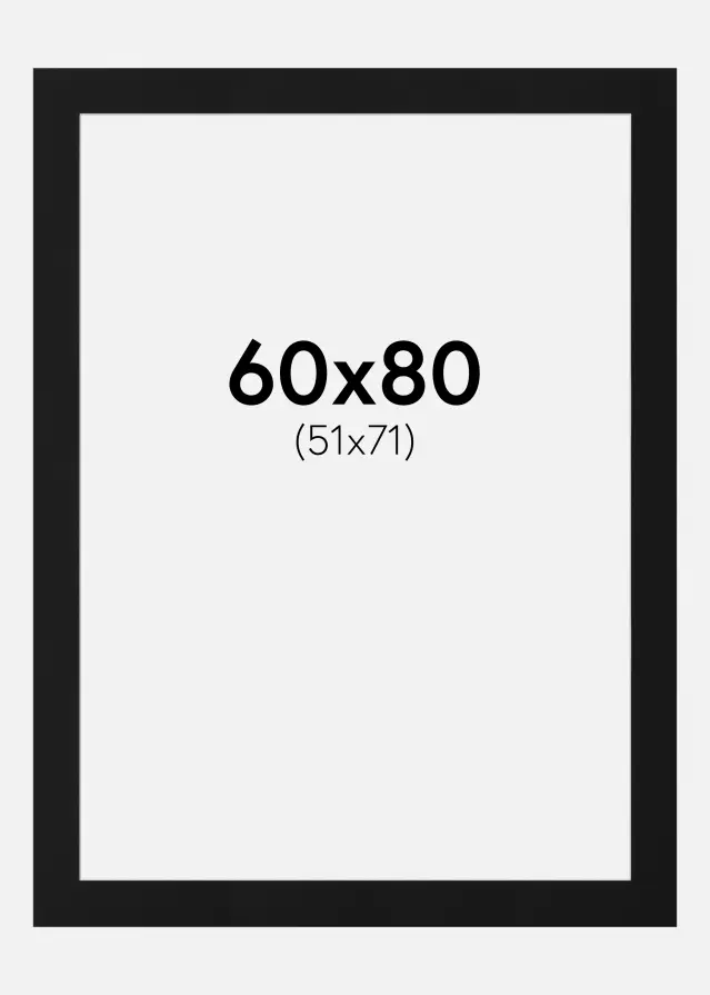 Paspatuuri Musta Standard (Valkoinen keskus) 60x80 cm (51x71)