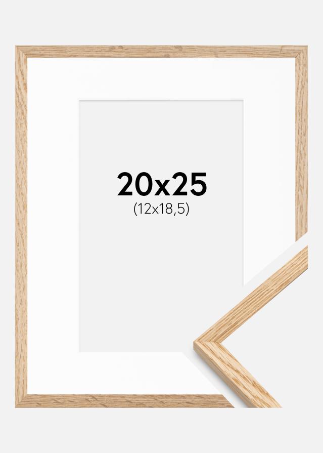 Kehys Kapea Tammi 20x25 cm - Passepartout Valkoinen 13x19,5 cm