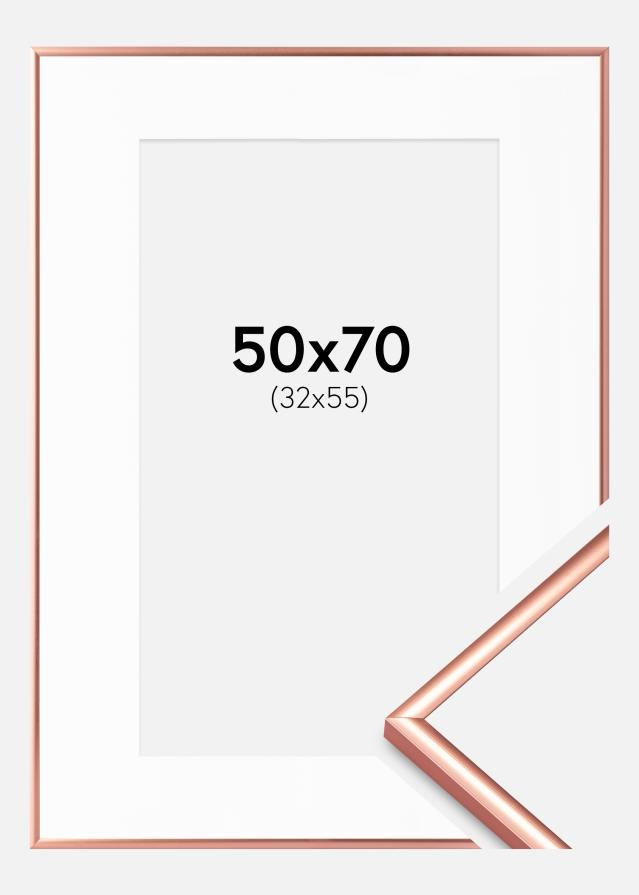 Kehys Scandi Ruusukulta 50x70 cm - Passepartout Valkoinen 33x56 cm
