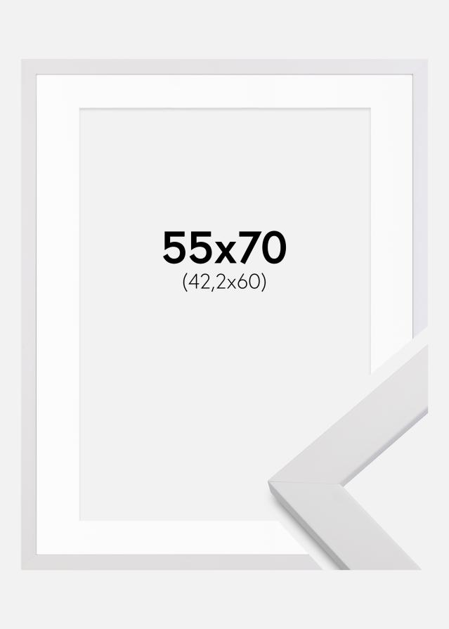 Kehys White Wood 55x70 cm - Passepartout Valkoinen 43,2x61 cm (A2+)