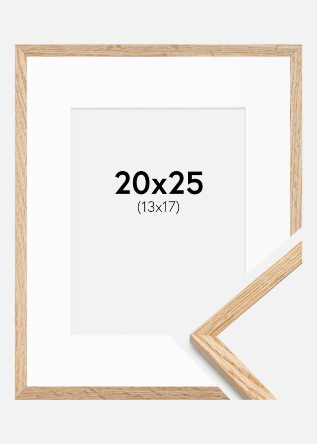 Kehys Kapea Tammi 20x25 cm - Passepartout Valkoinen 14x18 cm