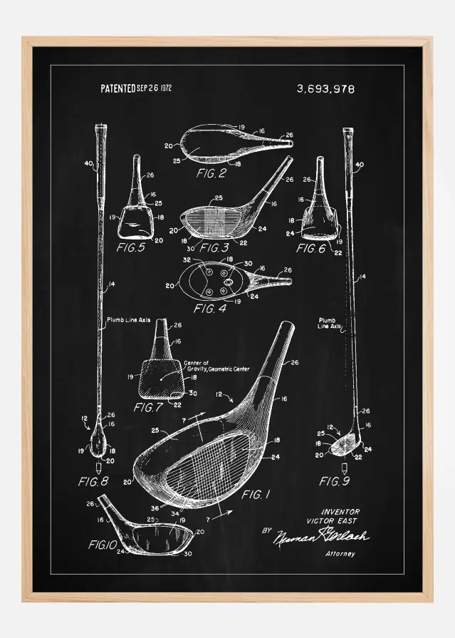 Patent Print - Golf Club - Black Juliste