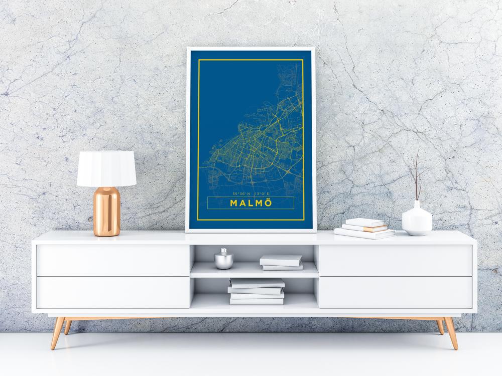 Kartta - Malmö - Juliste - Sininen