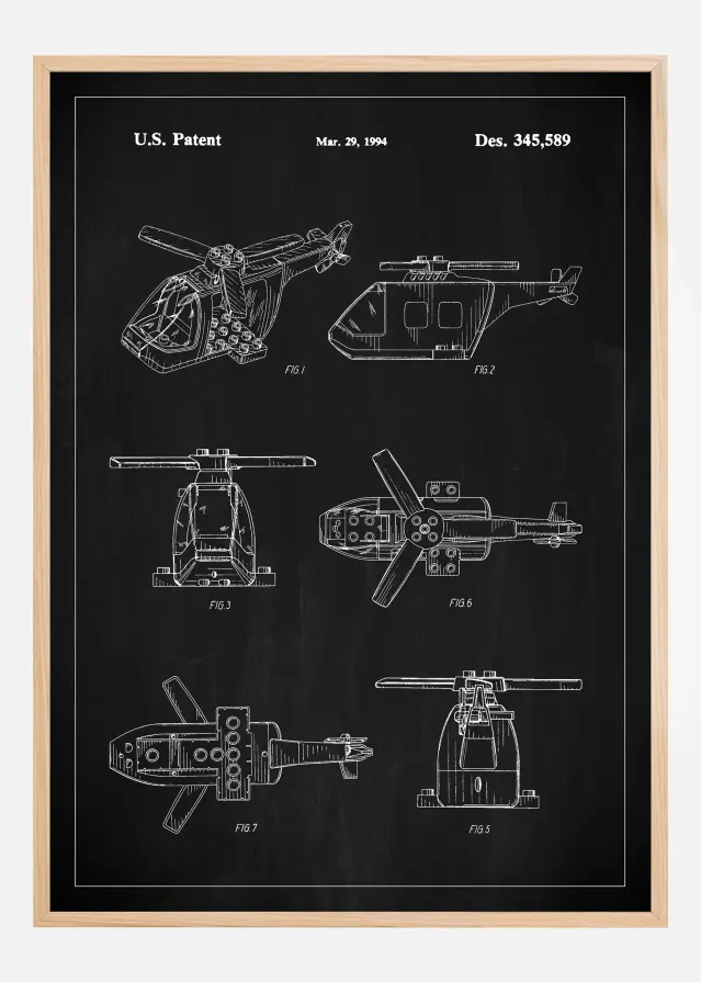 Patent Print - Lego Helicopter - Black Juliste