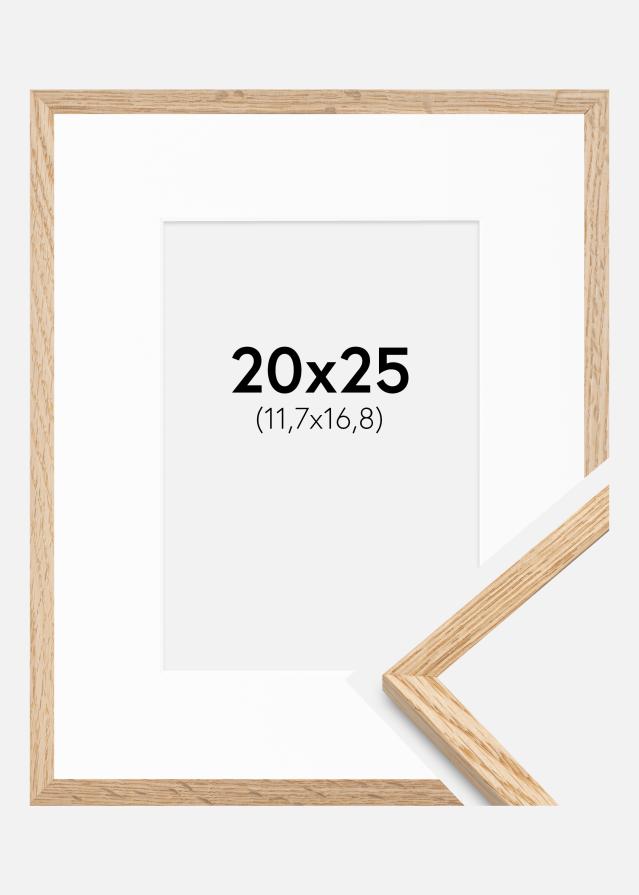 Kehys Kapea Tammi 20x25 cm - Passepartout Valkoinen 5x7 tuumaa