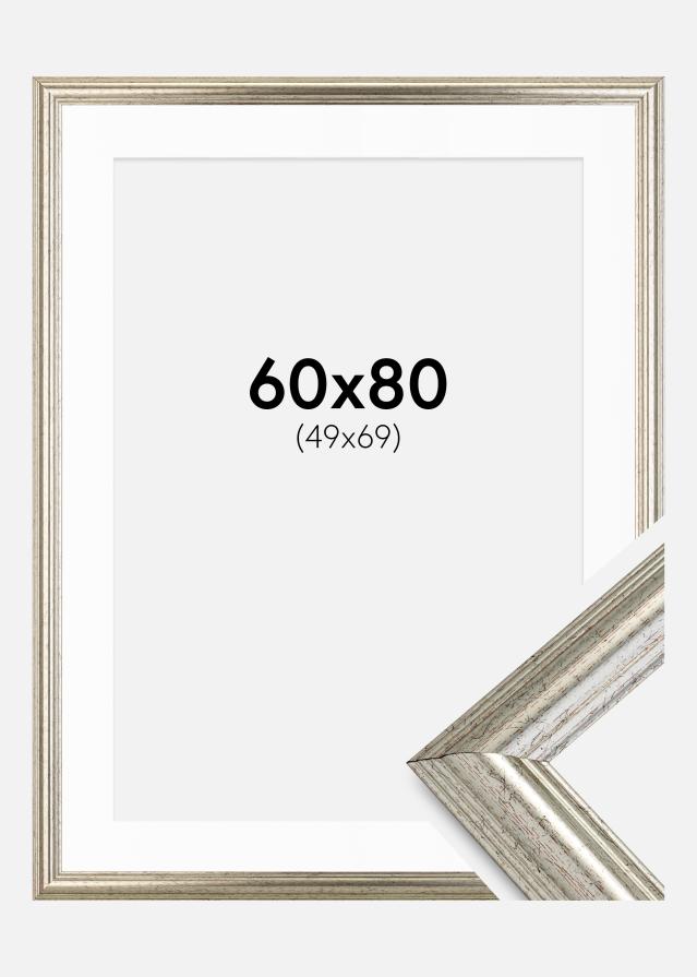 Kehys Västkusten Hopeanvärinen 60x80 cm - Passepartout Valkoinen 50x70 cm