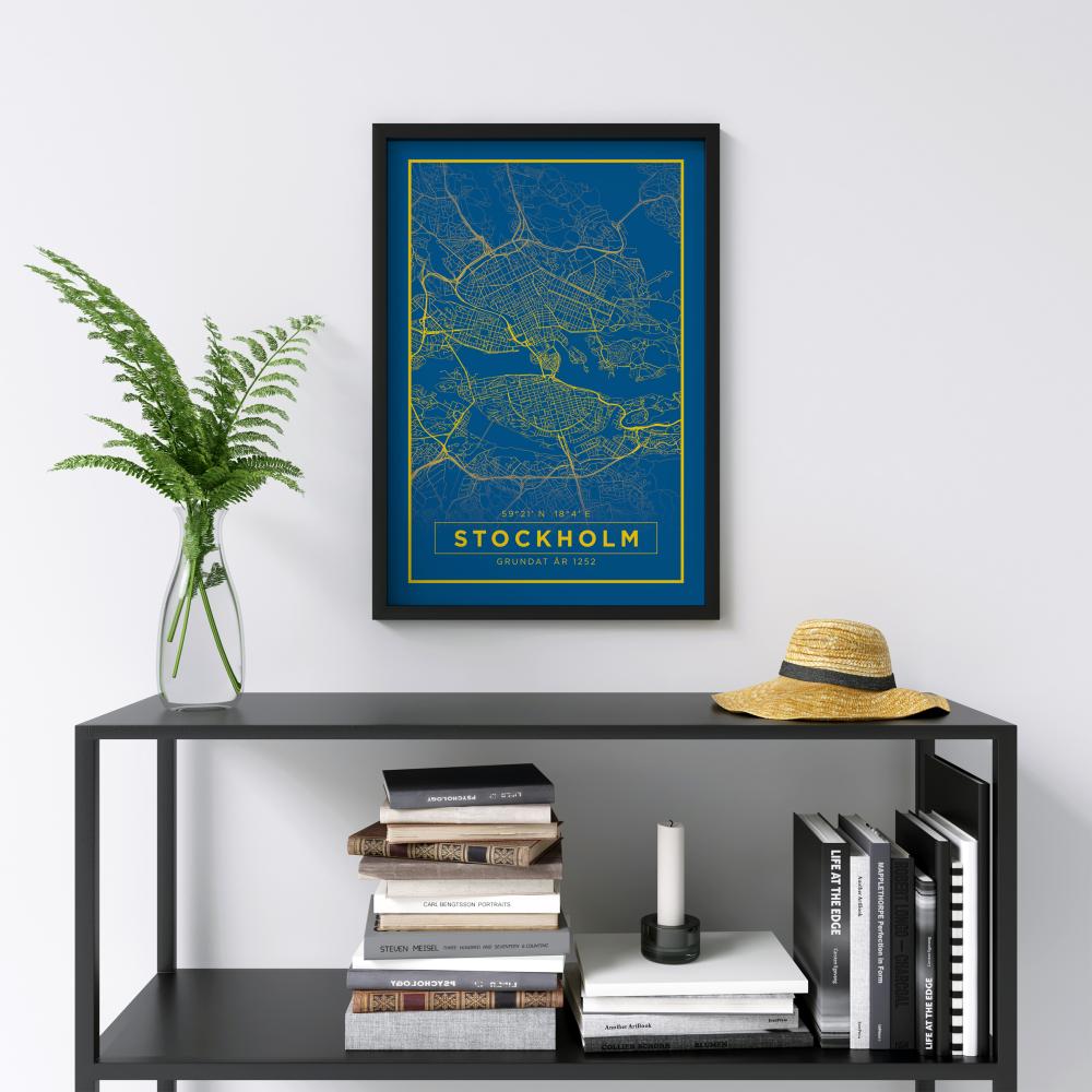 Kartta - Stockholm - Juliste - Sininen