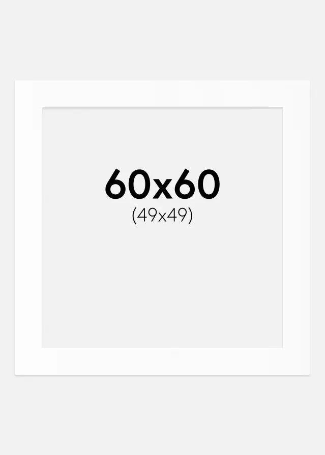 Passepartout Valkoinen Standard (Valkoinen keskus) 60x60 cm (49x49)