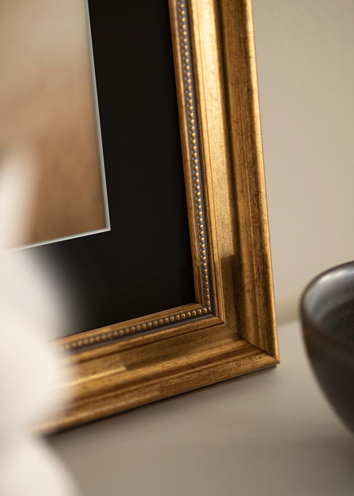 Kehys Rokoko Kulta 30x40 cm - Passepartout Musta 21x29,7 cm (A4)