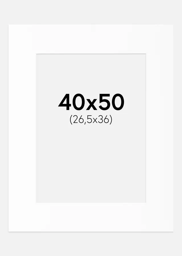 Passepartout Valkoinen Standard (Valkoinen keskus) 40x50 cm (26,5x36)