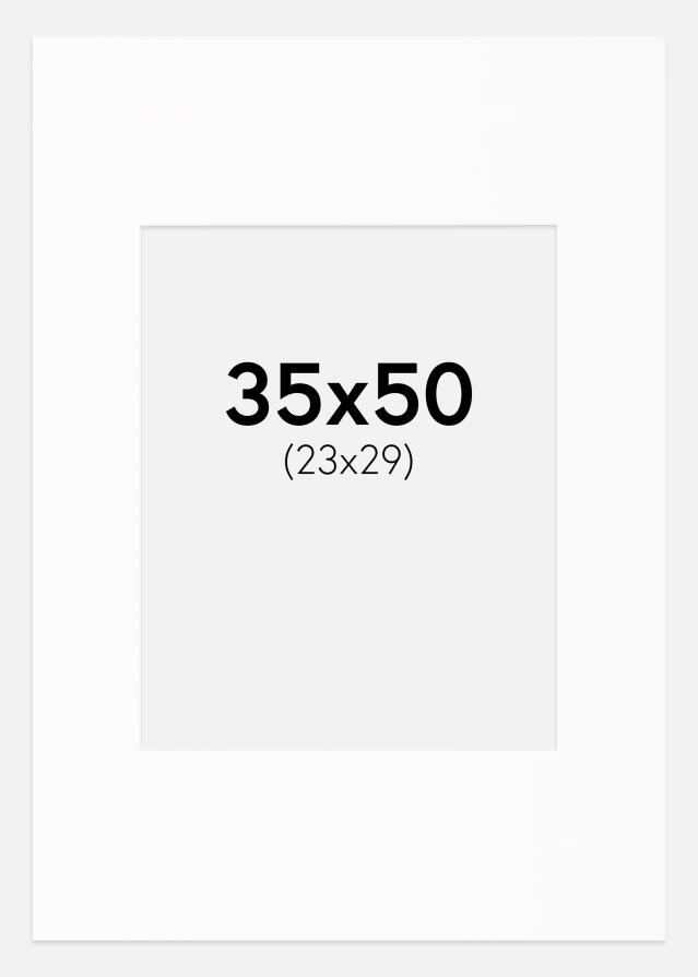 Passepartout Valkoinen Standard (Valkoinen keskus) 35x50 cm (23x29)