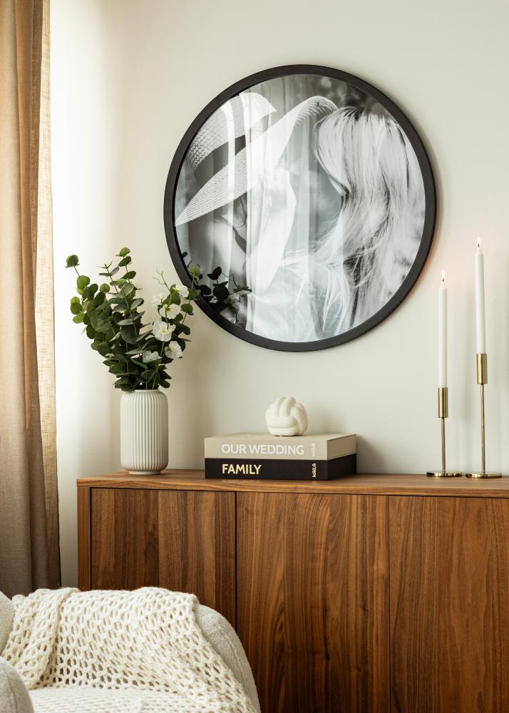 Pyöreä Kehys Akryylilasi Musta 60 cm Ø