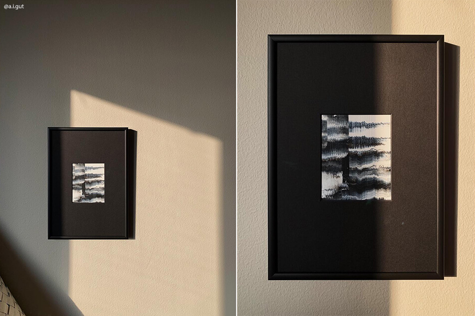 Musta mittatilattu paspartuuri mustavalkoiselle kuvalle