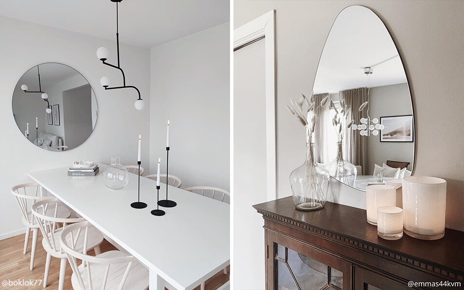 Pyöreä ruokailutilan peili - munanmuotoinen olohuoneen peili