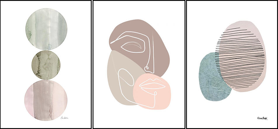 3 julistetta graafisilla painatuksilla - abstrakti taide